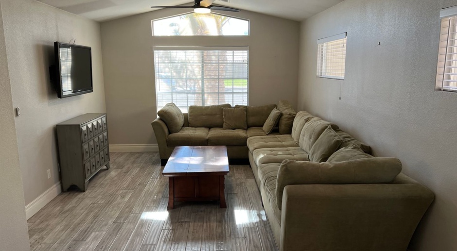 FURNISHED SINGLE STORY 3 BD 2BTH HOME FOR RENT! 