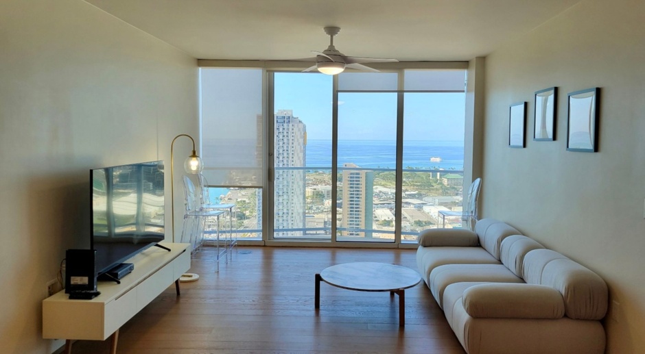 Fully Furnished 2 bedroom unit with modern living in Kakaako! 