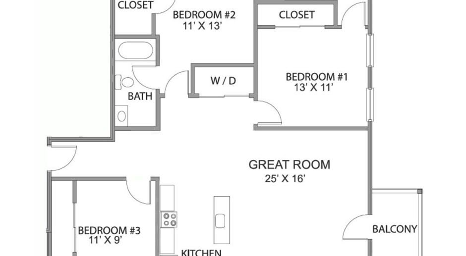 Spacious 3 bedroom 2 bathroom ground floor apartment with high ceilings & concrete flooring.