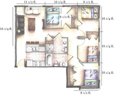 University Heights Unit 49 Bedrooms 1 and 2