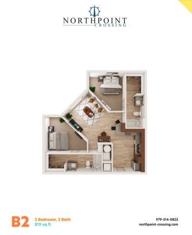 2 Beds available in 2 Bed-2 Bath Summer Sublease at Northpoint Crossing