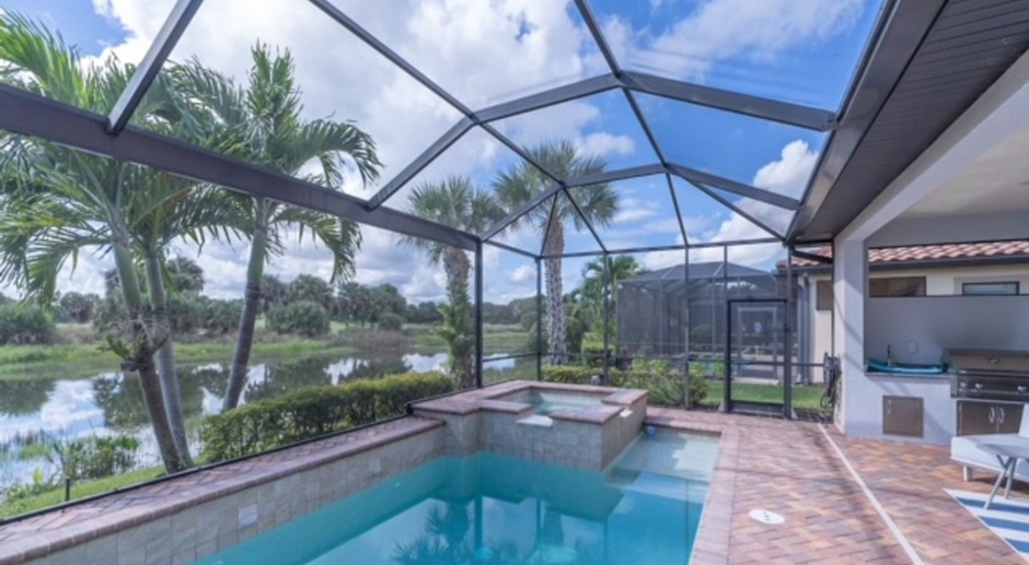 ** MIROMAR LAKES PORTO ROMANO 3 BEDROOMS PLUS A DEN WITH QUEEN SIZED BED\4 BATH POOL RENTAL HOME** ACCEPTS A DOG ***